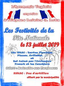 Lire la suite à propos de l’article FESTIVITÉS DE LA FÊTE NATIONALE – 13 JUILLET 2019